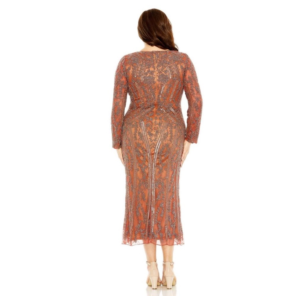 NWT Mac Duggal Long Sleeve Embellished Dress - size 16W - Picture 2 of 6